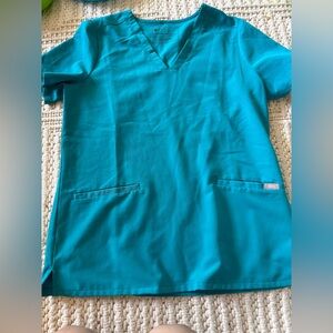 Figs Teal V-Neck Medical Scrub Top